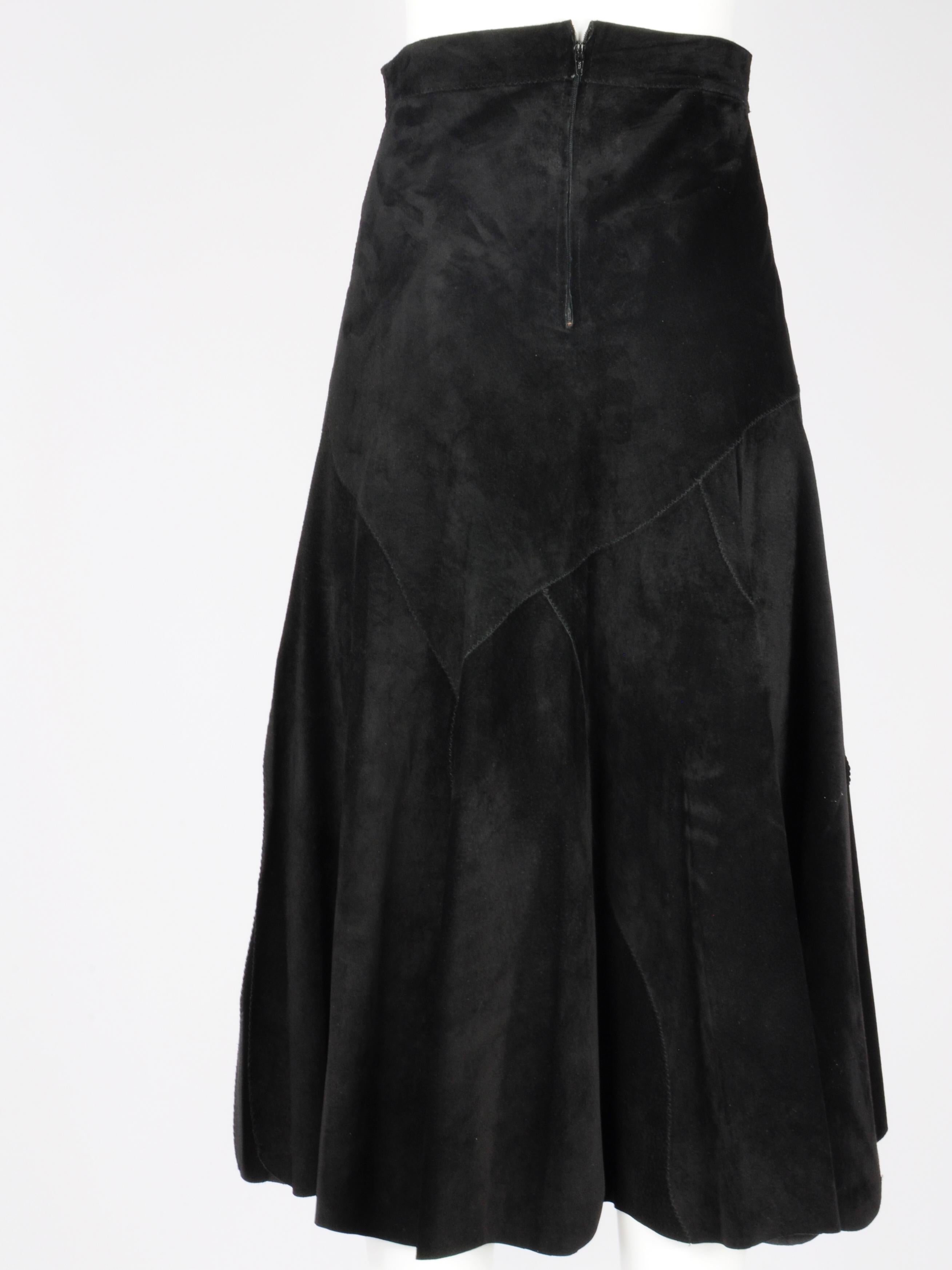 Natasa Dusseldorf St Tropez Suede Midi Skirt Star Patchwork Embellishment 1980s For Sale 2
