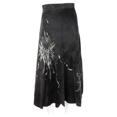 Natasa Dusseldorf St Tropez Suede Midi Skirt Star Patchwork Embellishment 1980s