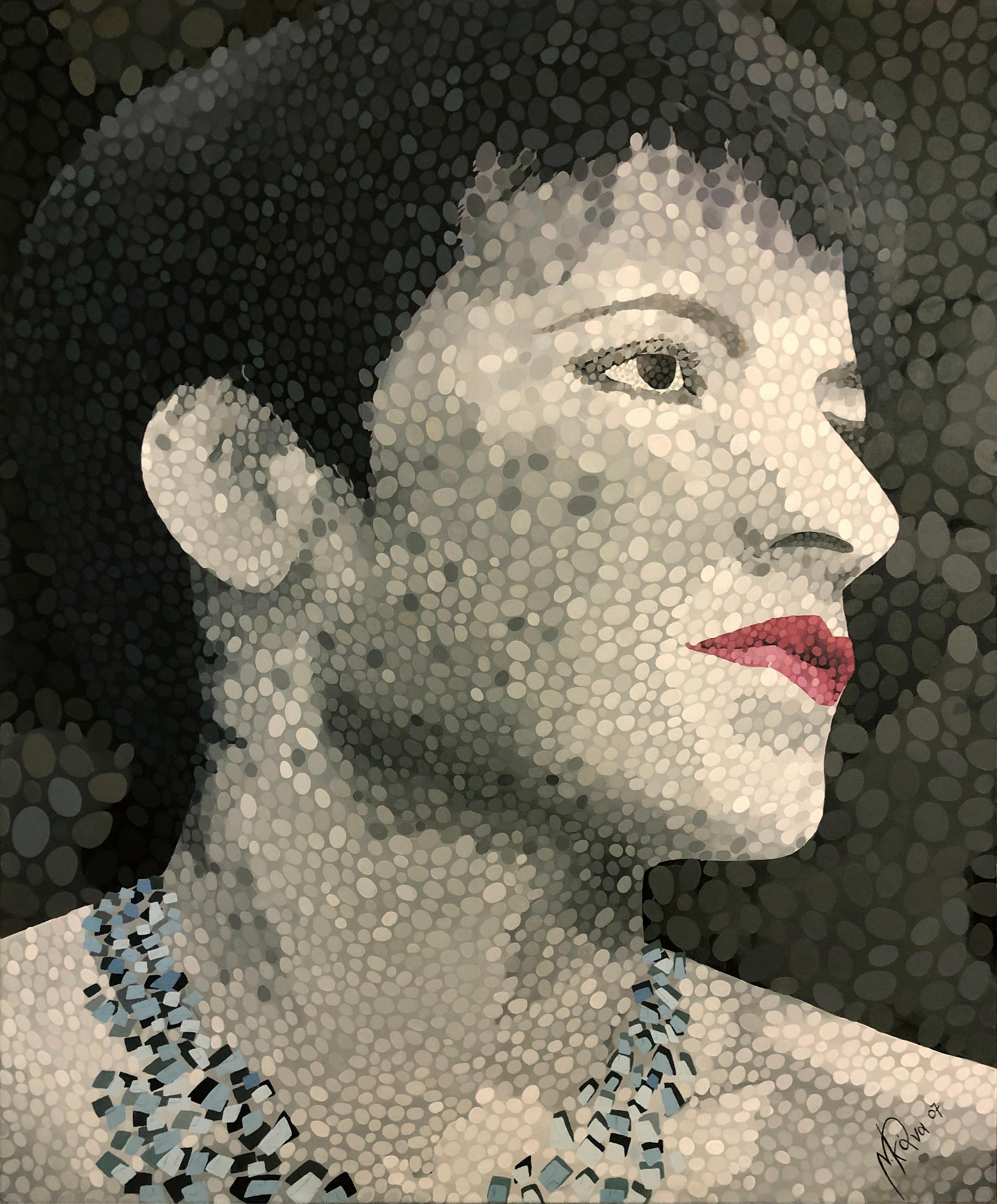 Natasha Gana Portrait Painting - Dimitra in Grey