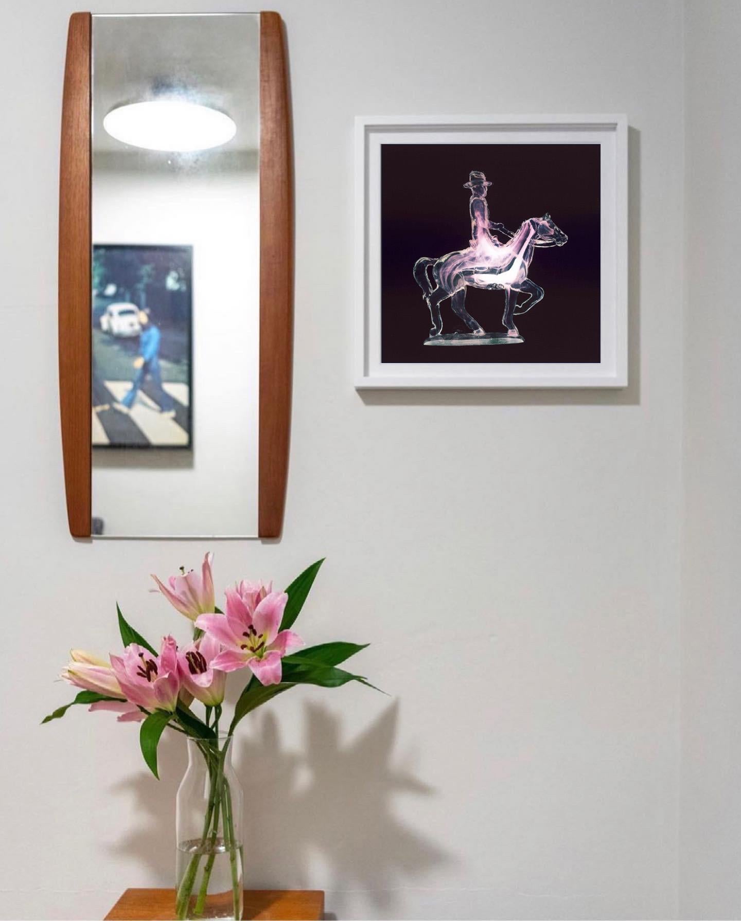 Ghost Rider Cowboy (Mauve), Pop-Art-Fotografie von Natasha Heidler.

Die verführerischen Bilder von Natasha Heidler sind eine spielerische Sammlung von Widersprüchen. Gespenstische Umrisse kollidieren mit leuchtenden Farben. Ihr schwarzer