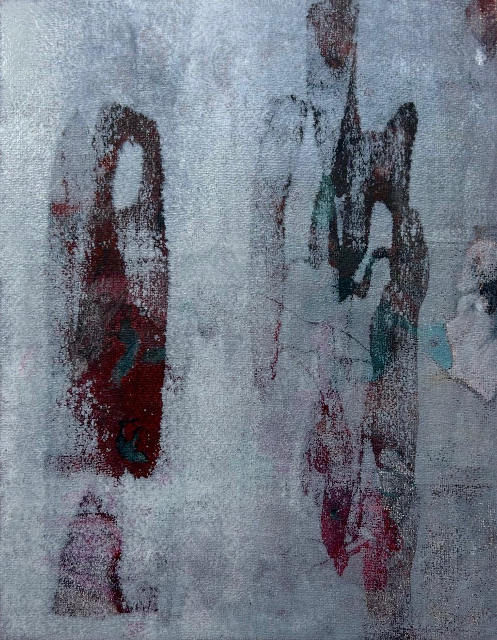 "Símbolos antiguos" Impresión monotipo abstracta y colorida