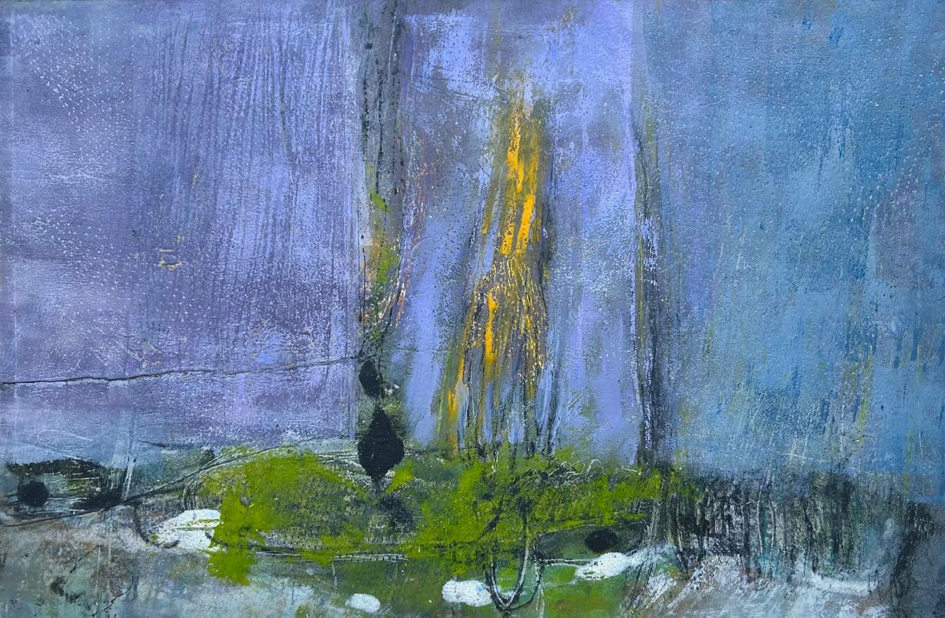"Unearthed III" Stampa monotipo astratta e colorata