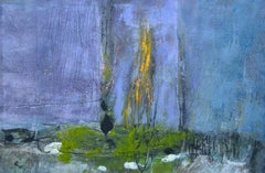 "Unearthed III" Stampa monotipo astratta e colorata