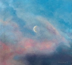 August Moon - Serene Skyscape /. Landscape in Pink + Purple