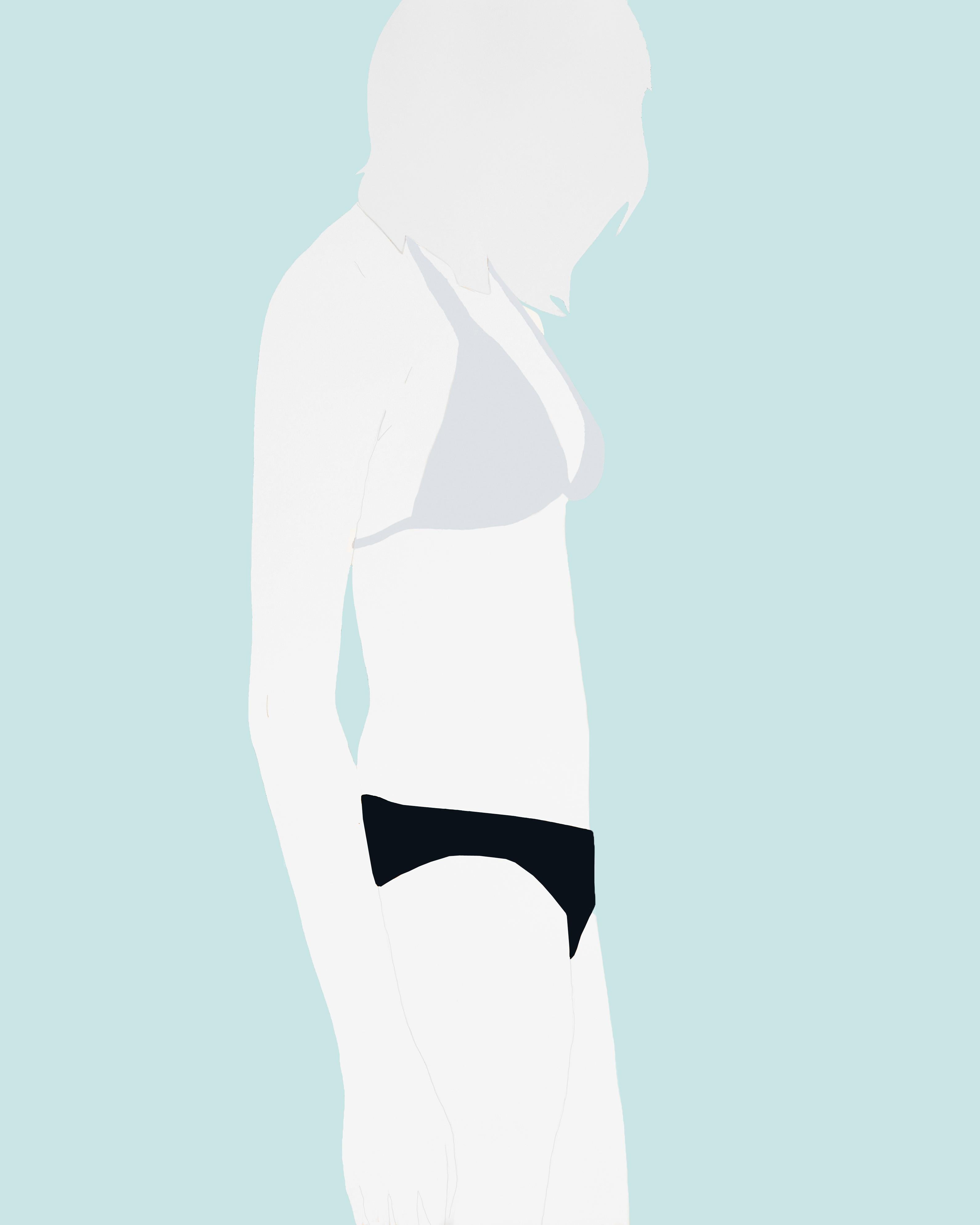 Natasha Law Figurative Painting - Standing in Blues