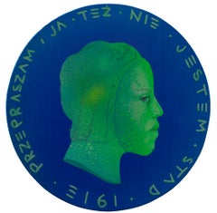 Moneta contemporanea con ritratto in legno e iscrizione in polacco - "Valuta #243