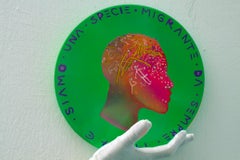 Abstract Naive Paleolithic Doodles Fluor Side Profile Portrait "Currency #182"