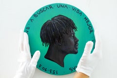 Conceptual Migration Profile Portrait on Coin. Sólo Vine. "Currency #226"
