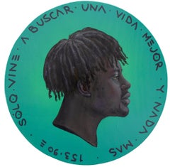 Conceptual Migration Profile Portrait on Coin. Sólo Vine. "Currency #226"