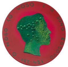 Contemporary Mixed Media Side Profile Portrait. Red And Green.  "Currency #205"