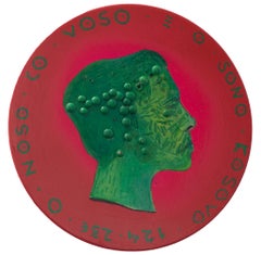 Contemporary Mixed Media Side Profile Portrait. rouge et vert  "Devise #205"