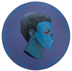 Contemporary Abstract Male Profile Portrait on Coin. French. "Currency #235"
