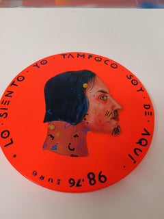 Contemporary Pop Side Profile Portrait. Fluorescent Orange. "Currency #143"