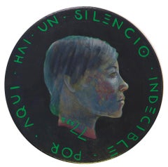 Contemporary Pop Surrealist Portrait On Wood. Silence Woman. "Currency #105".