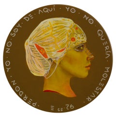 Contemporary Pop Surrealist Portrait On Wood. Brown Woman. "Currency #111".