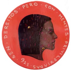Contemporary Pop Surrealist Portrait. Frau. Rosa und orange. "Währung #126"