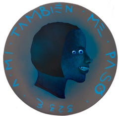 Contemporary Portrait On Wooden Coin. Feminist Migrant. Me too. "Currency #208"