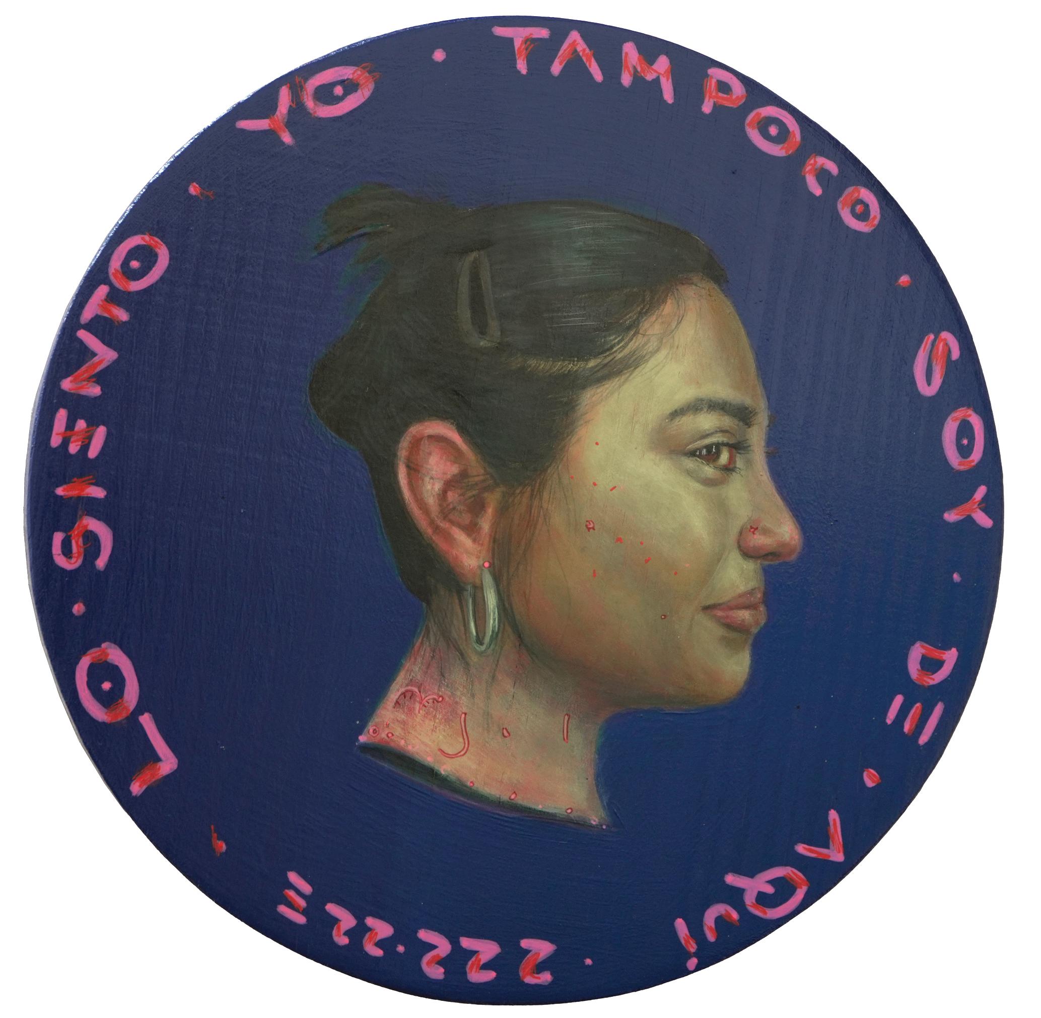Moneda #222 - 2024, Acrílico sobre panel de madera, Retrato contemporáneo con español