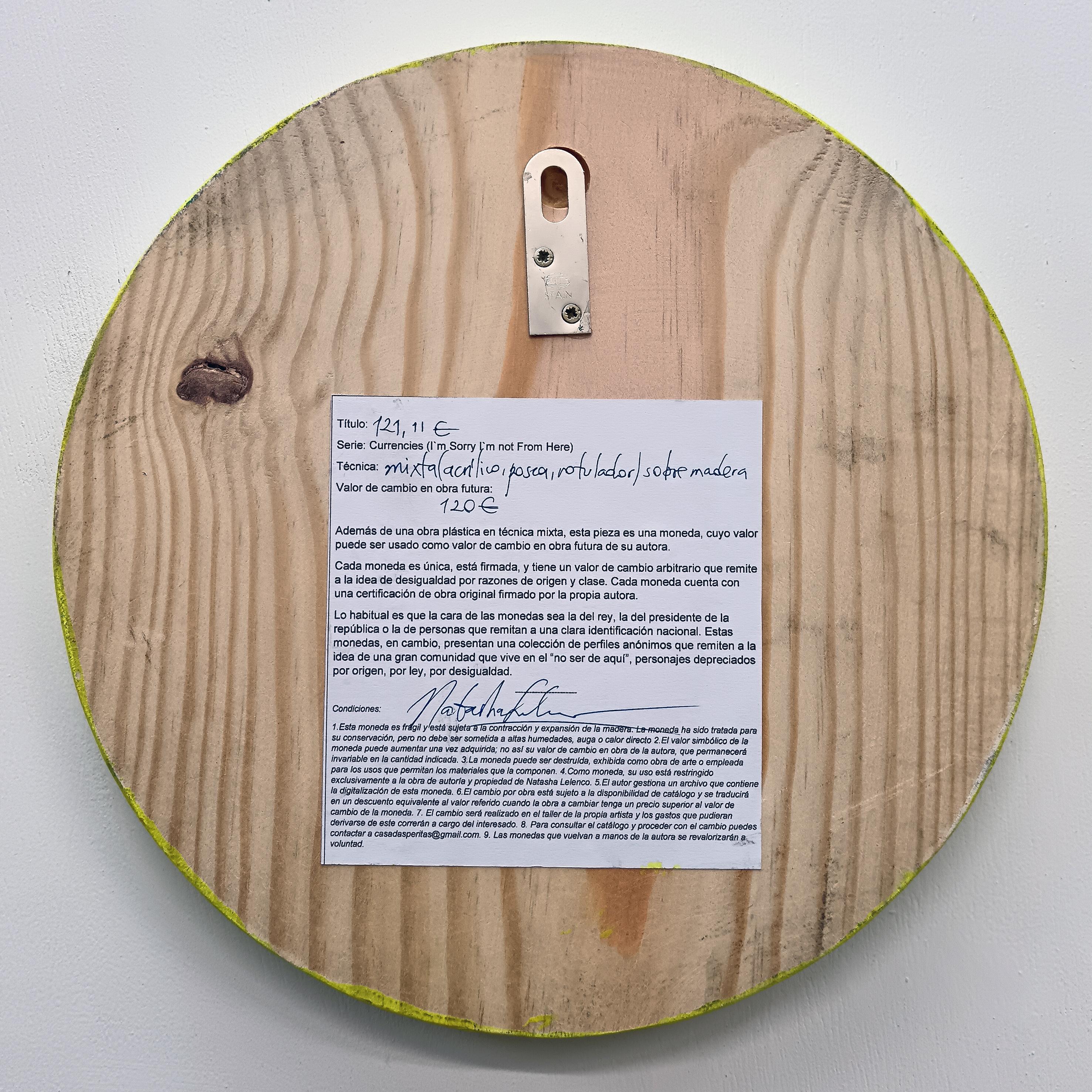 Faceless Portrait on Yellow Coin. Currency #261. Contemporary Identity Painting For Sale 2