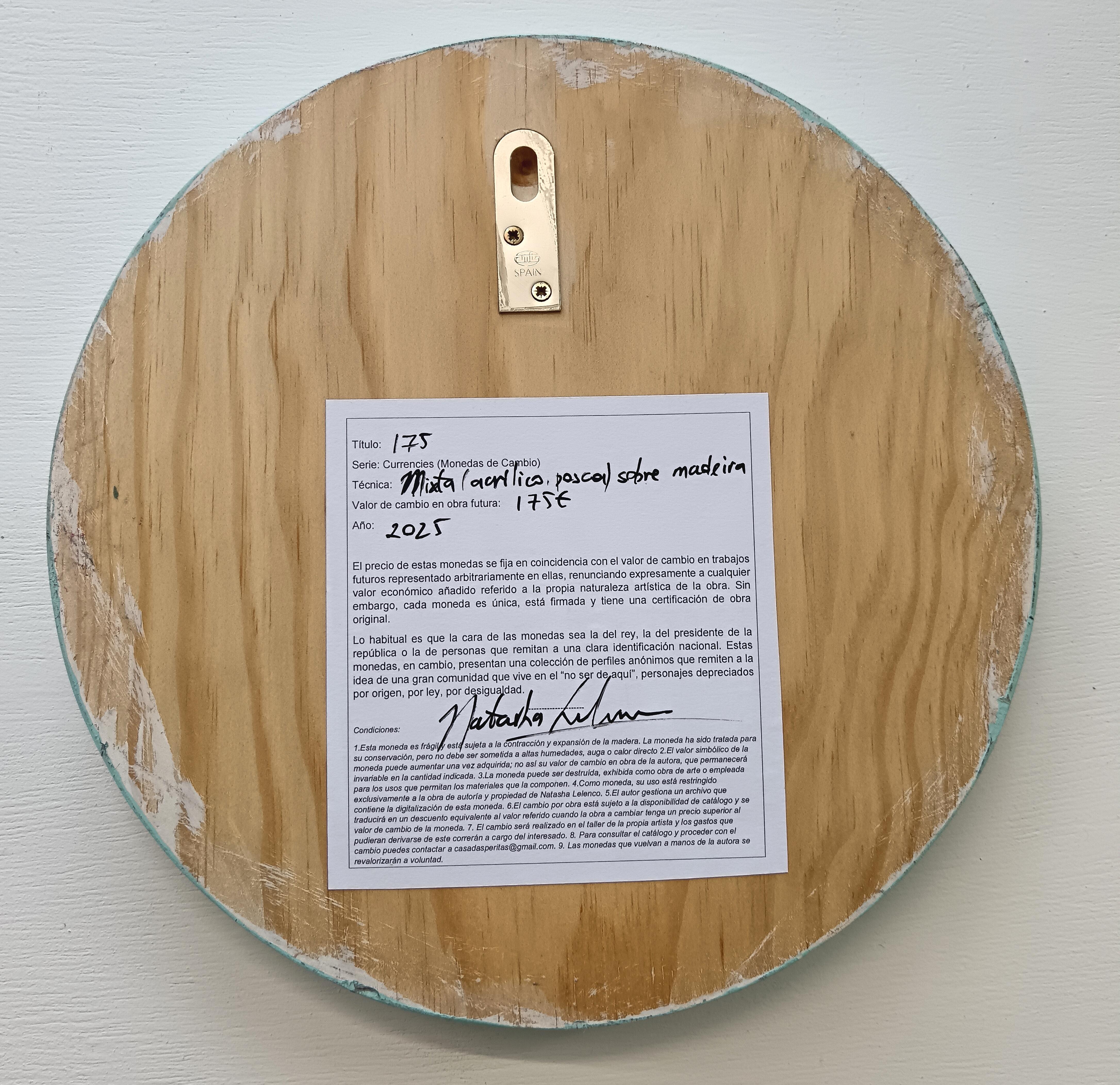 Valuta #264 - Acrilico su Wood, ritratto di BIPOC con testo su sfondo blu in vendita 2