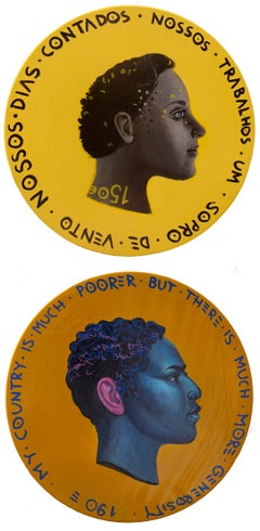 Diptych of Natasha Lelenco`s Currencies Series: Currency #139 and Currency #194