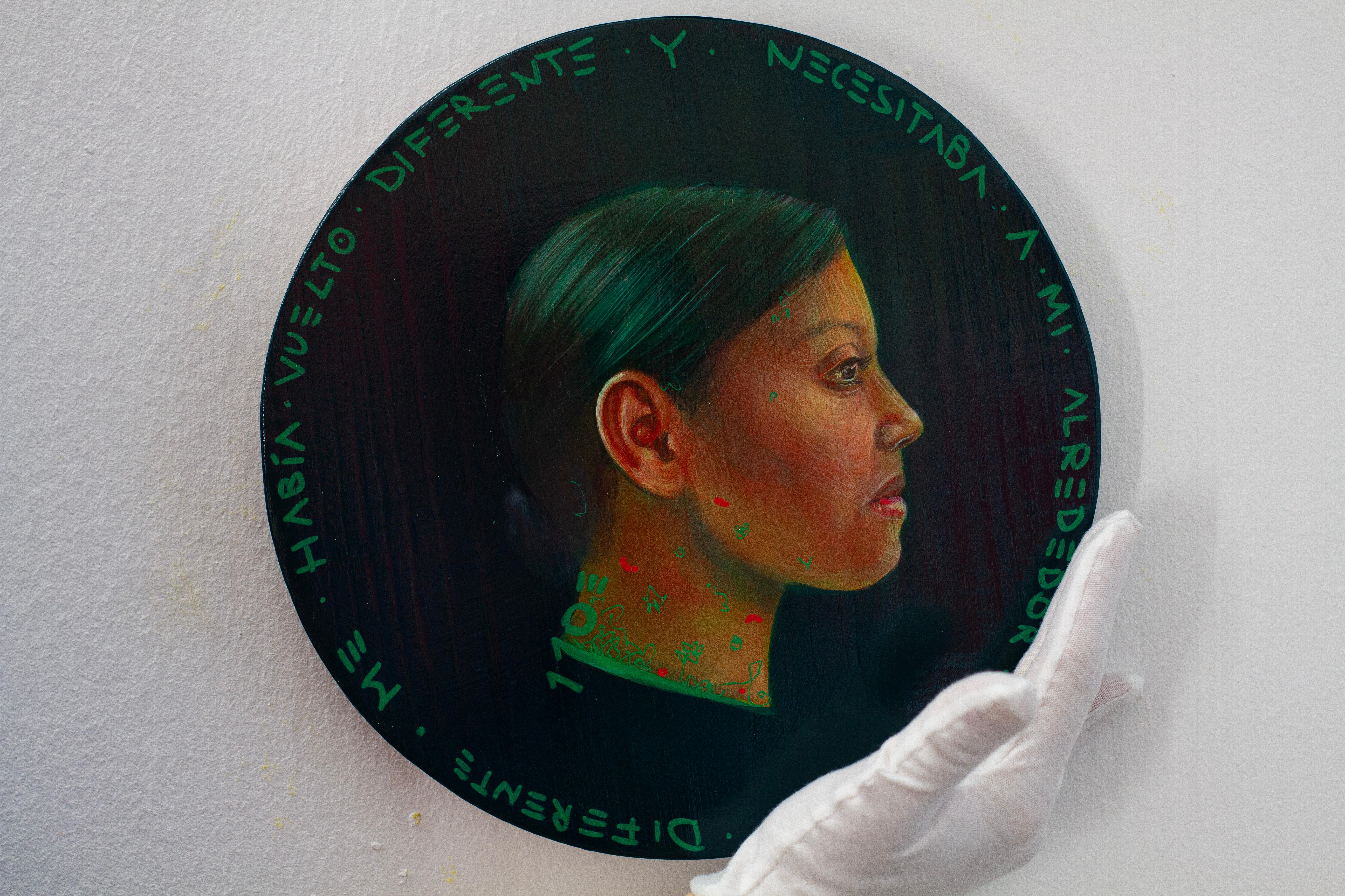 Retrato Figurativo Contemporáneo sobre Madera 