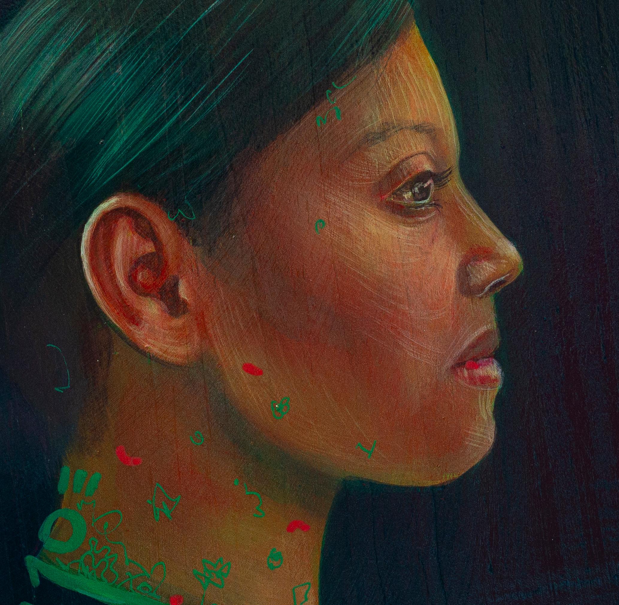 Retrato Figurativo Contemporáneo sobre Madera 
