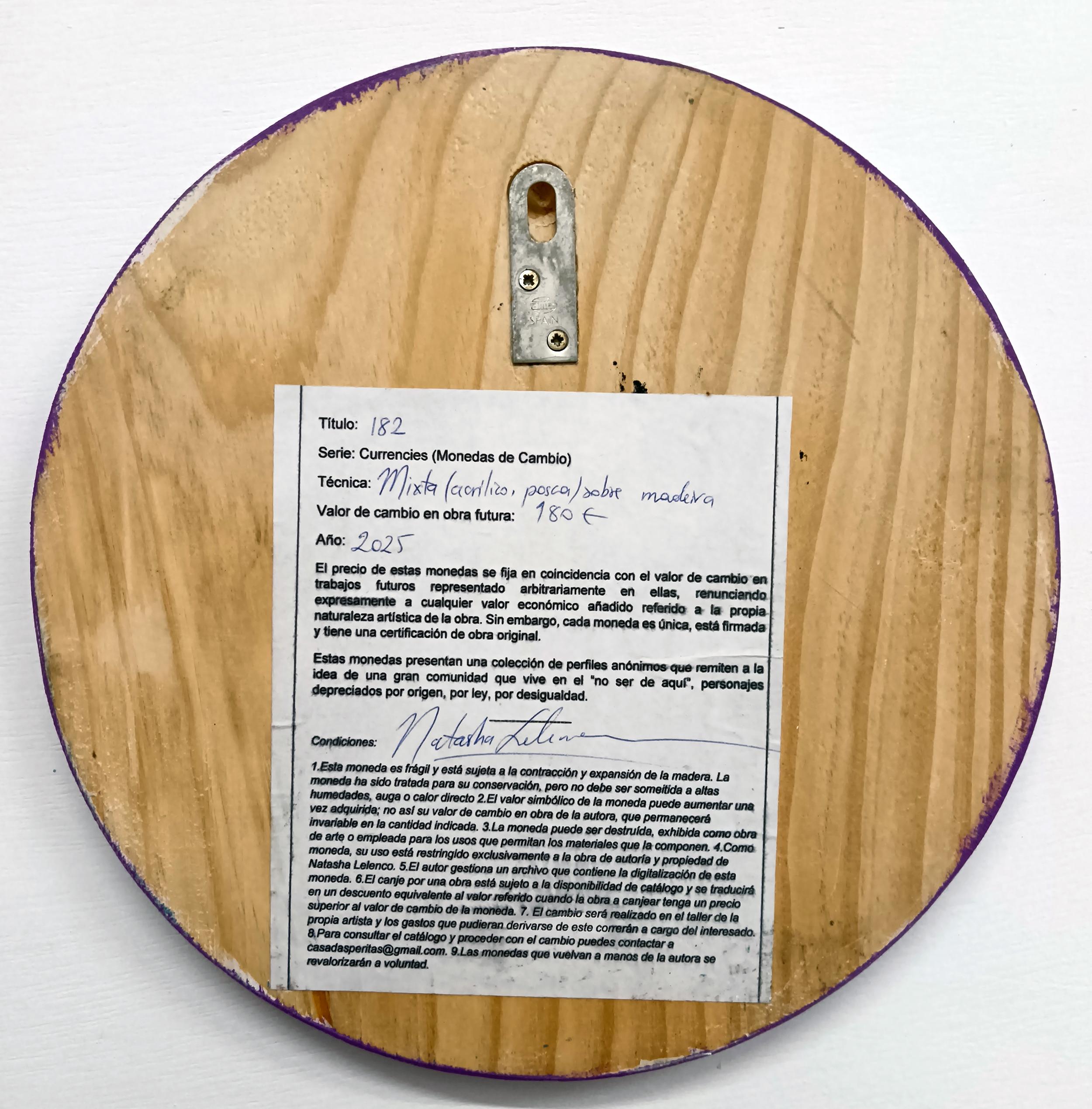 Moneta con ritratto di uomo contemporaneo viola e giallo su Wood. Moneta #253 in vendita 3