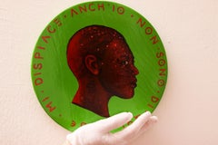 Vibrant Side Profile Female Portrait. Green and Red Fluor. "Currency #164"