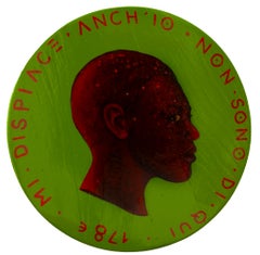 Lebhaftes weibliches Porträt mit Seitenprofil. Grüner und roter Fluor. "Währung #164"