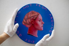 Colección de pinturas acrílicas sobre paneles circulares de madera. "Moneda #237"