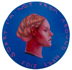 Colección de pinturas acrílicas sobre paneles circulares de madera. "Moneda #237"