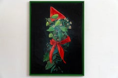 Portrait floral abstrait anthropomorphe en acrylique avec finition brillante craquelée