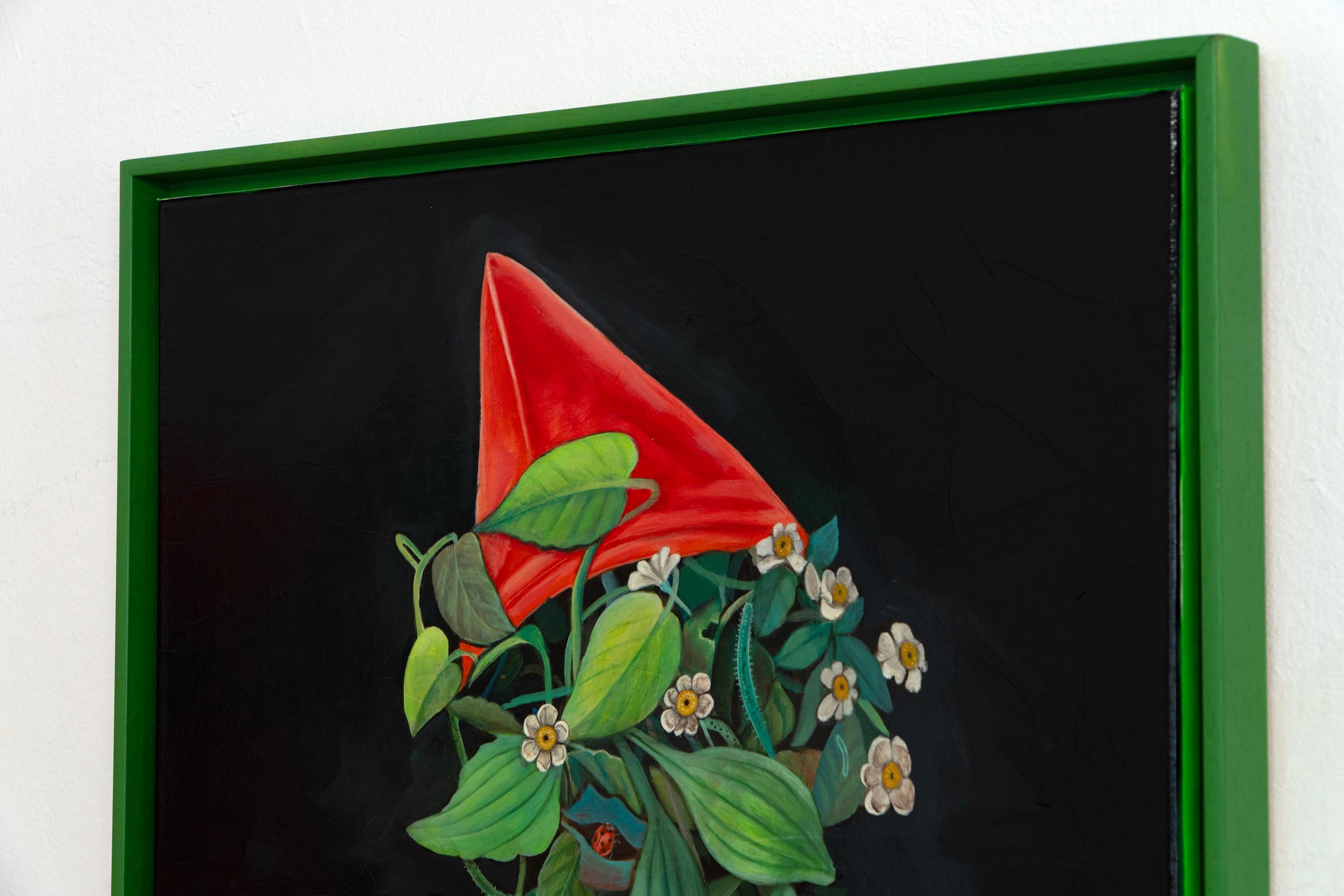 Abstract Anthropomorphic Acrylic Floral Portrait with Crackled Gloss Finish For Sale 1