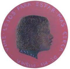 Acrylic on Wood Queer Migrant Portrait on Mauve Background. Currency #263