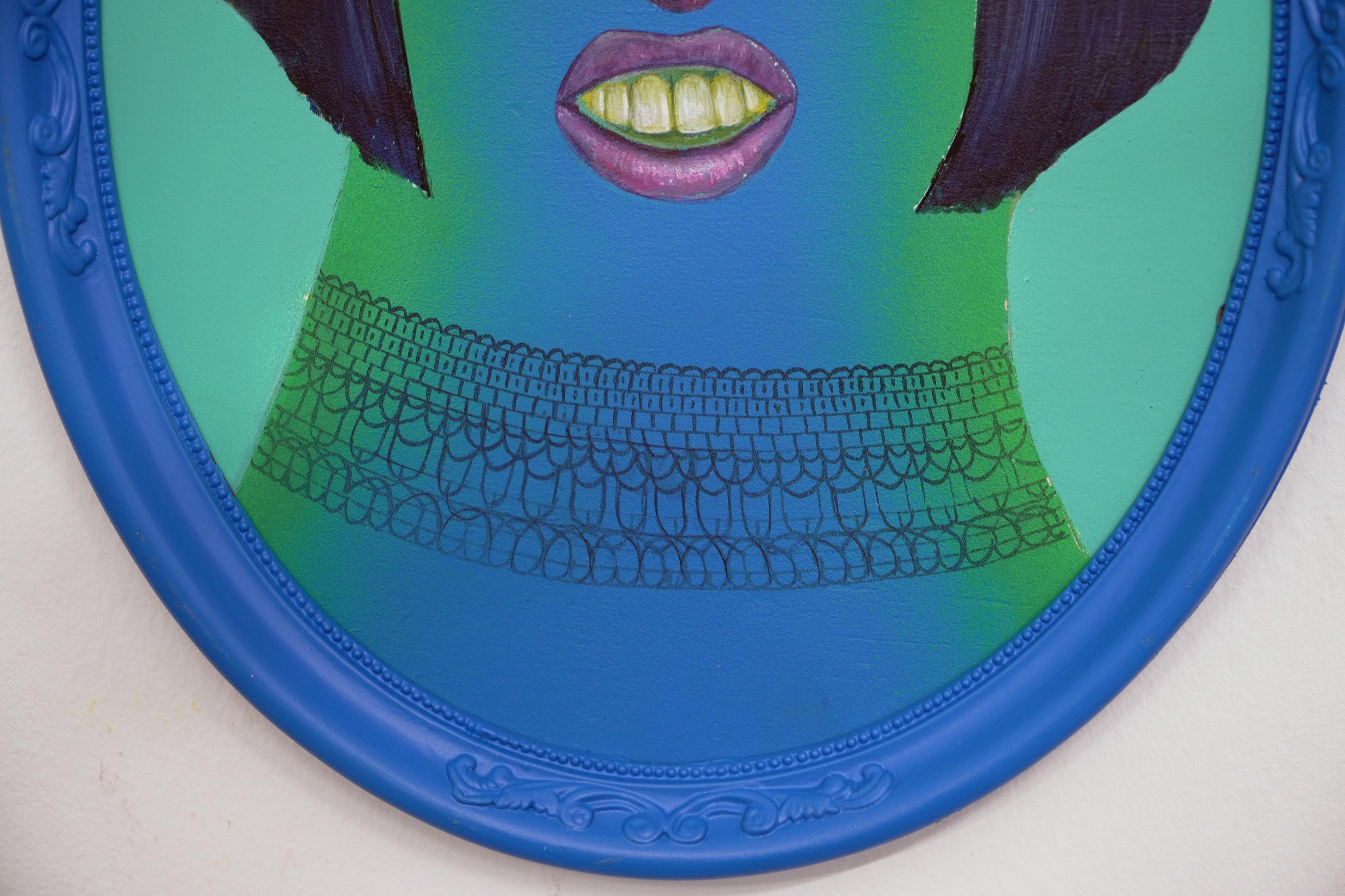 Ancestor Clone #13. You Are The One. Unique Oval Framed Acrylic Painting on Wood 1