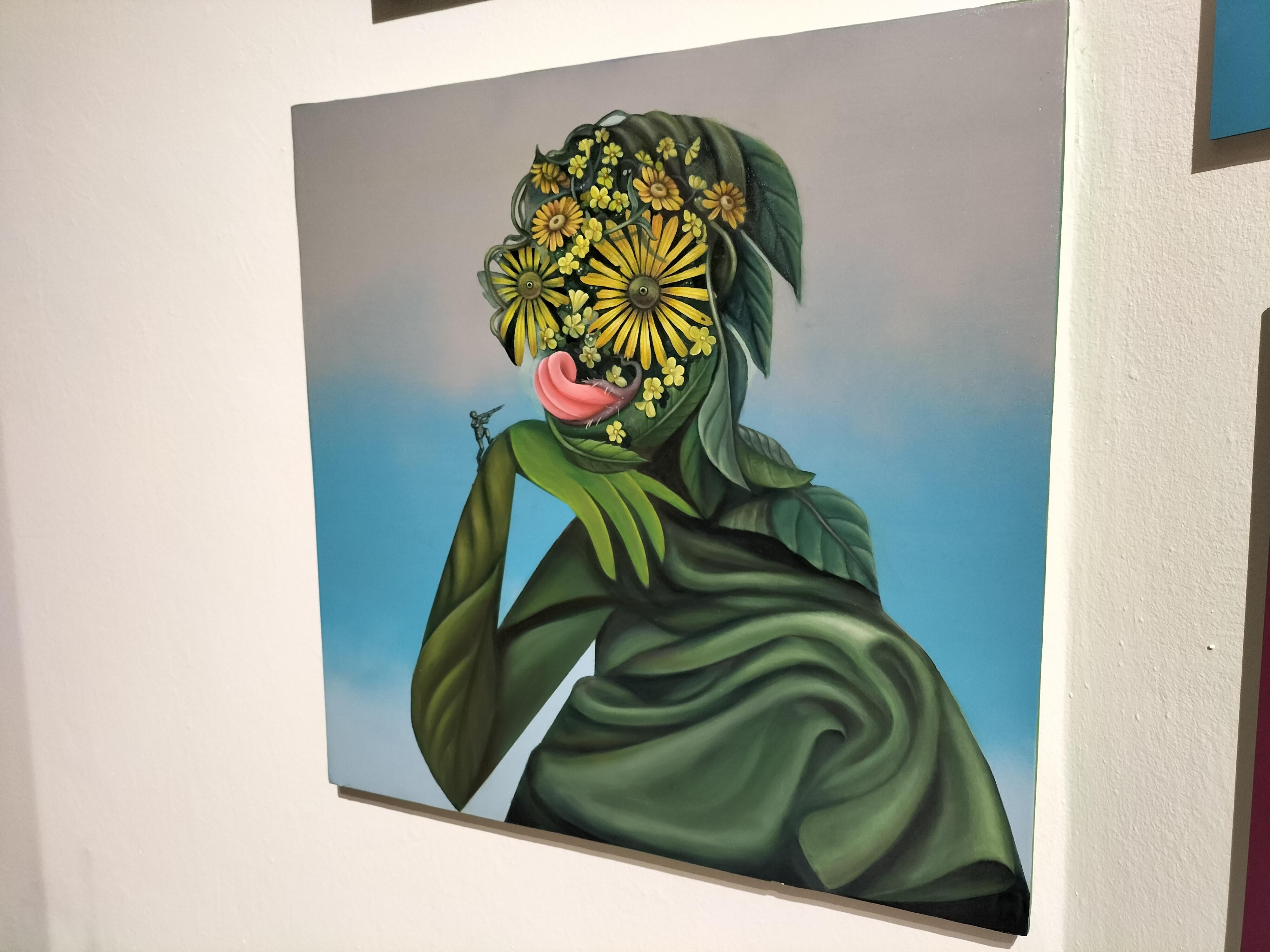 Ritratto botanico surreale con margherite gialle e soldatino - Serie Feticci in vendita 4