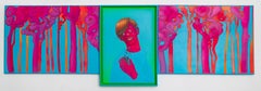 Botanical Portrait Triptych With Insects Figurative Pop Surrealist Painting