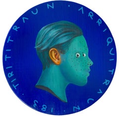 Conceptual Pop Surrealist Profile Portrait on Coin. Tirititraun. "Currency #221"