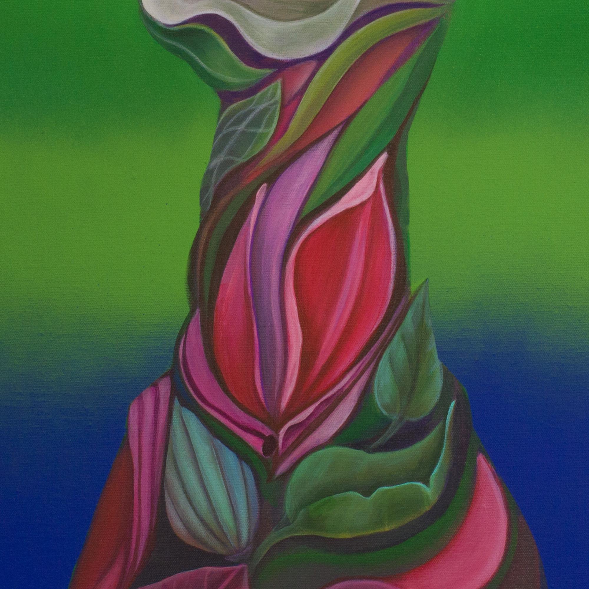 Green Anthropomorphic Botanical Figure. Pop Surrealist Contemporary Art For Sale 1