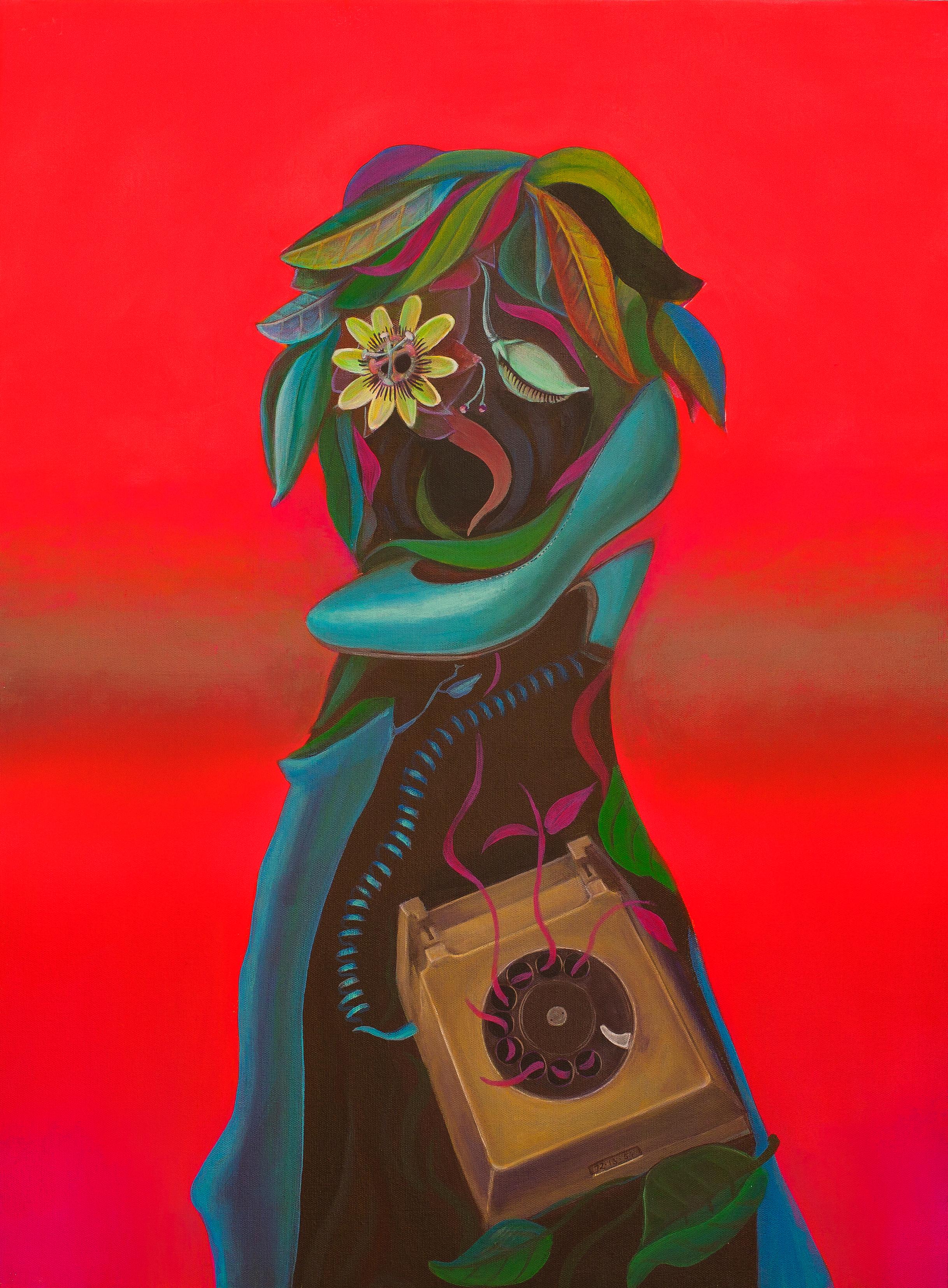 Ritratto contemporaneo pop surrealista "Ho chiamato solo per dire "Ti amo"".