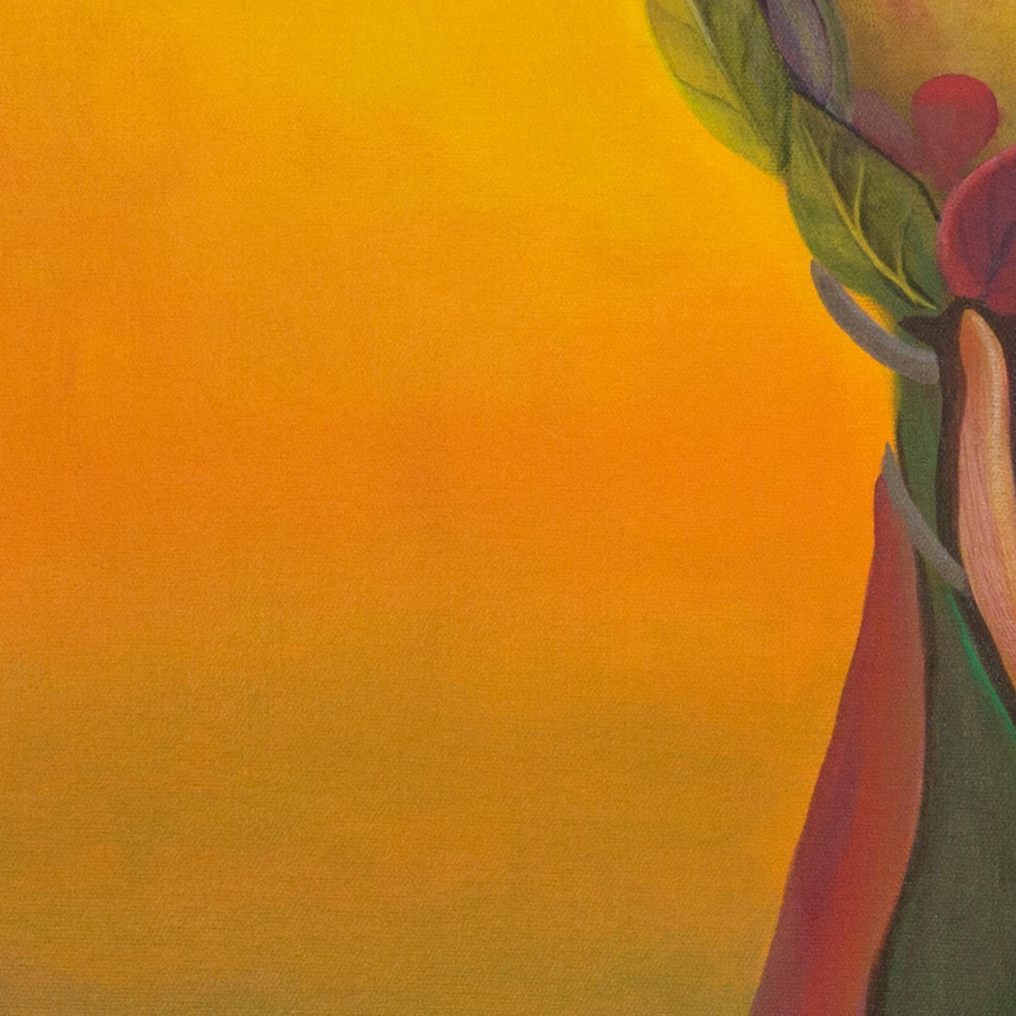 Contemporary Pop Surrealist Portrait With Flowers and Plants 