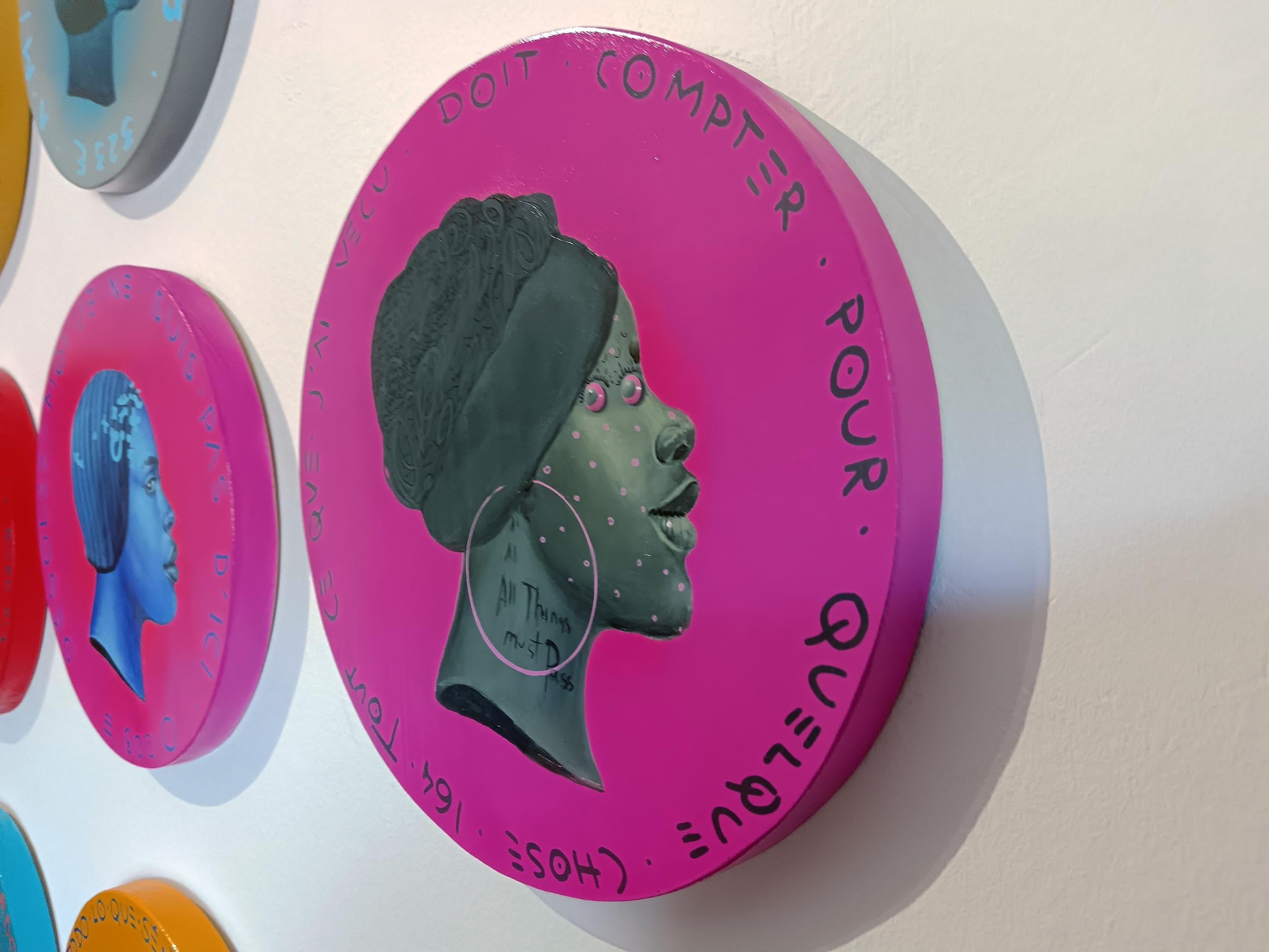 Perfil Vibrante Contemporáneo de una Mujer Negra. Frase en francés 