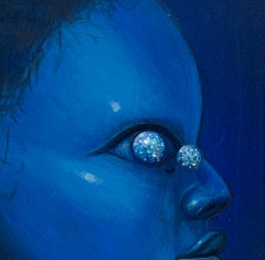 "Devise 269". Portrait bleu aux yeux cosmiques, de  Série sur les monnaies. Bois