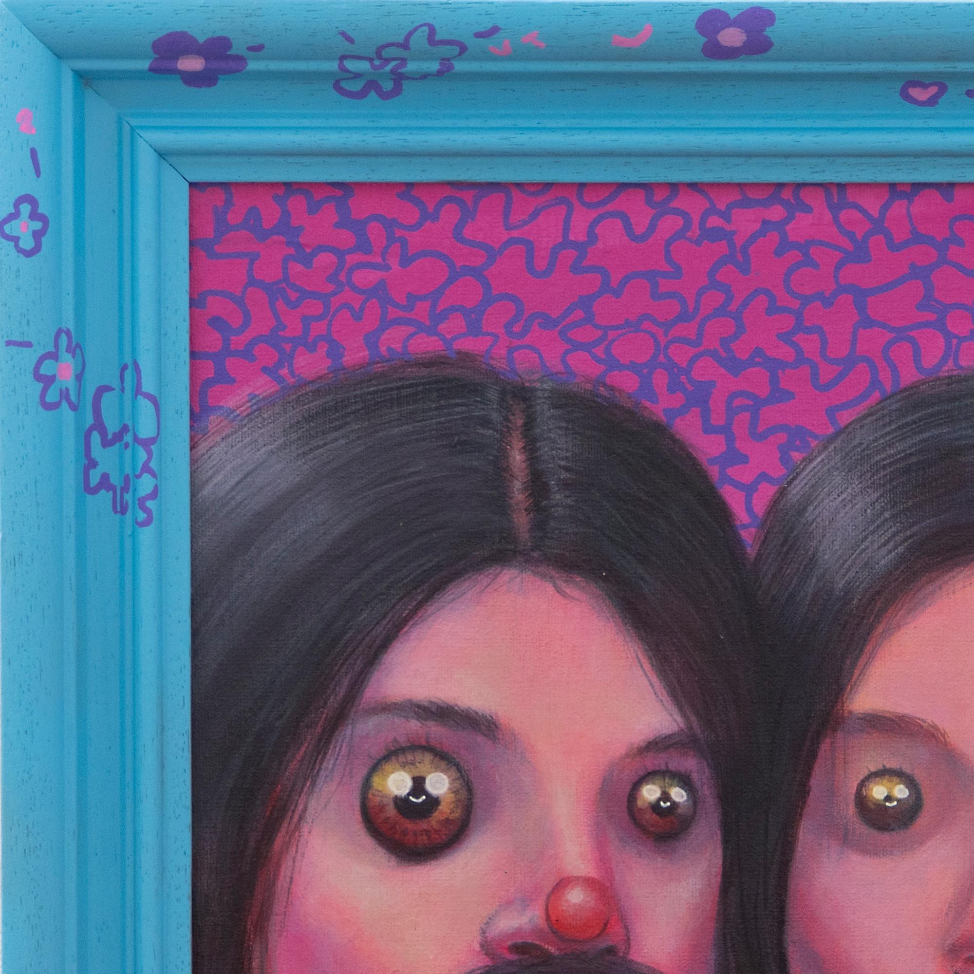 Entengesicht Selfies Schnurrbart Surreal Lustiges Portrait Emoji SocialMedia Inspiriert – Painting von Natasha Lelenco