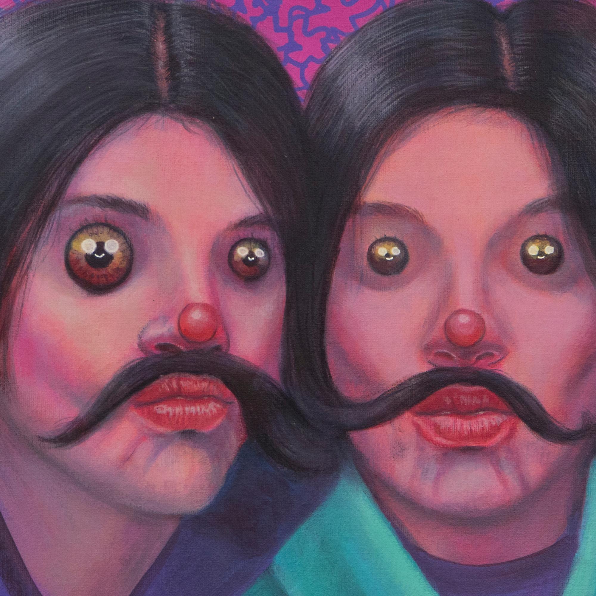 Entengesicht Selfies Schnurrbart Surreal Lustiges Portrait Emoji SocialMedia Inspiriert (Pop-Art), Painting, von Natasha Lelenco