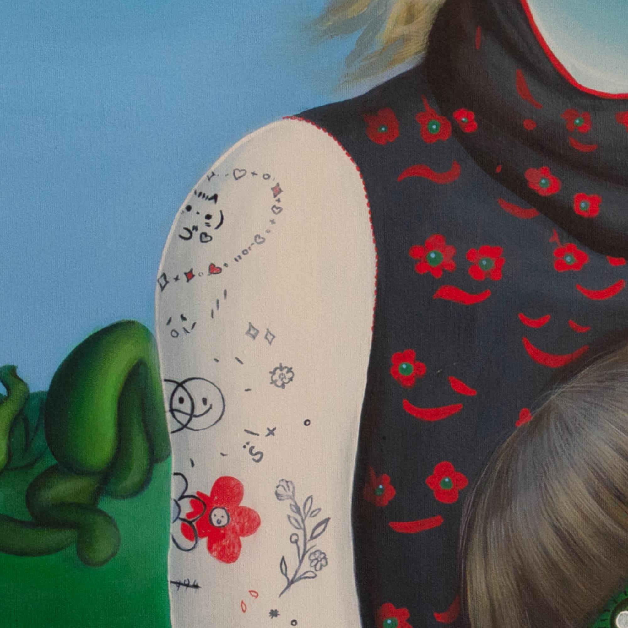 Dieses großformatige Acrylporträt zeigt eine doppelte Figur, die die Spannung zwischen Individualität und Vielfalt in der zeitgenössischen Identität widerspiegelt.

The Two Ones ist Teil von Natasha Lelencos fortlaufendem Projekt You Are The One,