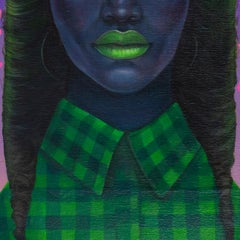 Floral Figurative Surreal Portrait in Vivid Acrylic With Emoji Motifs