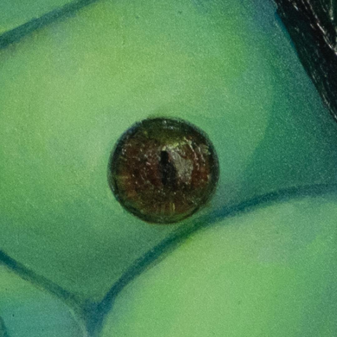 Ritratto con volto a bolla verde e cornice ornata - Cloni di antenati #16 Zia a bolla - Painting Pop Art di Natasha Lelenco