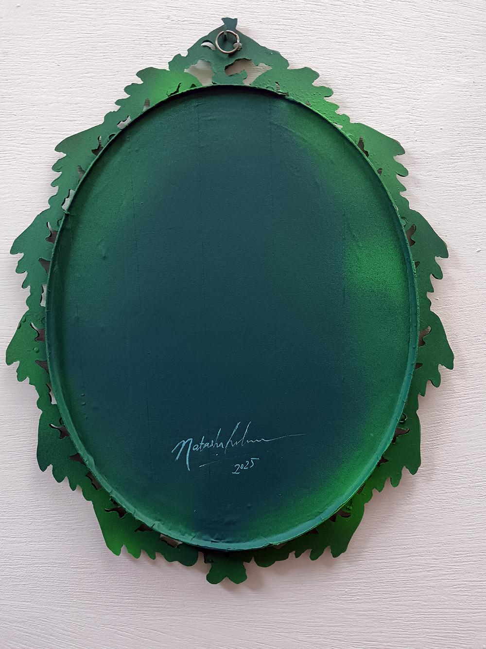 Ritratto con volto a bolla verde e cornice ornata - Cloni di antenati #16 Zia a bolla in vendita 4